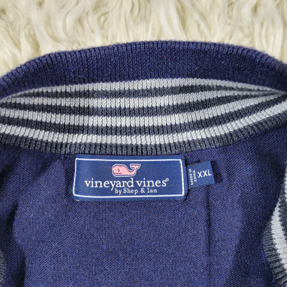 Vineyard Vines Navy Blue Quarter Zip Mens Sweater XXL - Picture 6 of 15